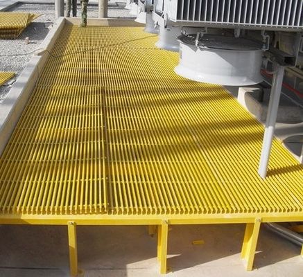 Antiderrapante de alta resistência Pultruded GRP Fiberglass Grating Walkway com serviço de corte
