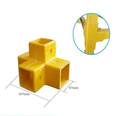 Fittings/conectores para cercas quadradas redondas de fibra de vidro/acessórios de mangueira de FRP amarelo de 50 mm